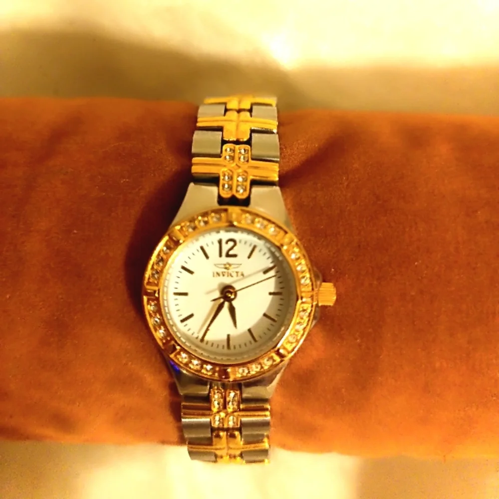 Invicta Wildflower model 0127 gold and silver tone rhinestone